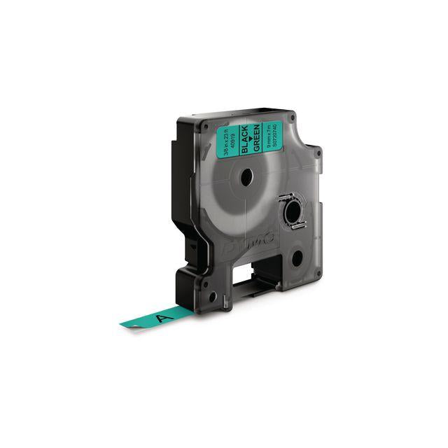 Tape DYMO D1 9mm black on green