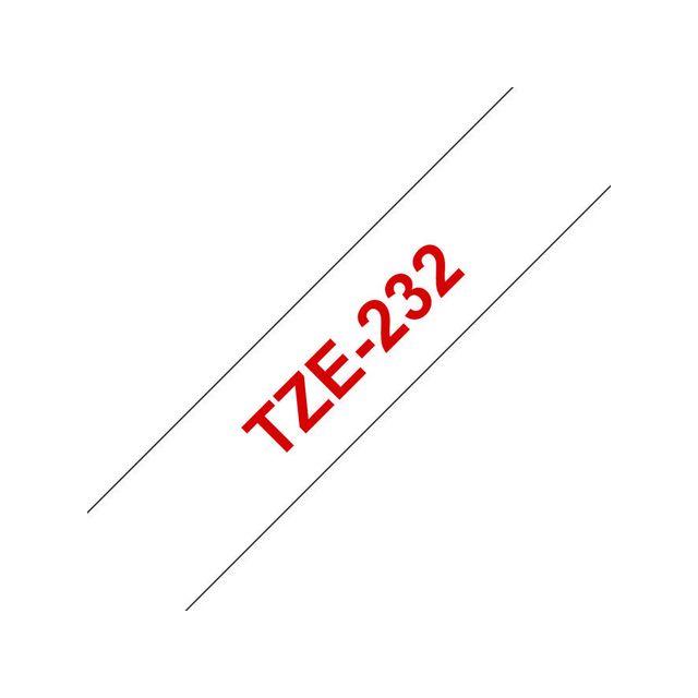Tape BROTHER TZE232 12mm Red on White