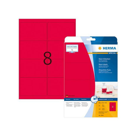 HERMA label 99.1x67.7mm neon red 160/pc