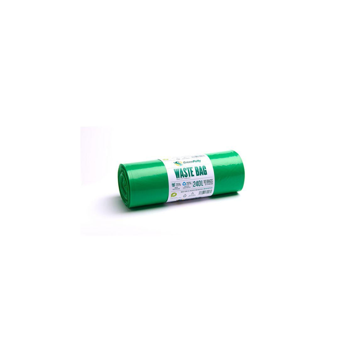 Plastic bag PE 240L 45my green 10/rl