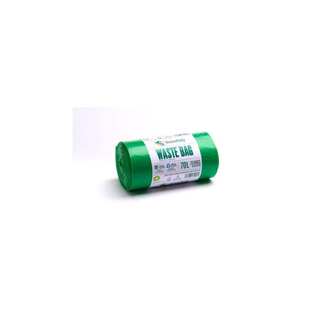 Plastic bag PE 70L 30my green 25/rl