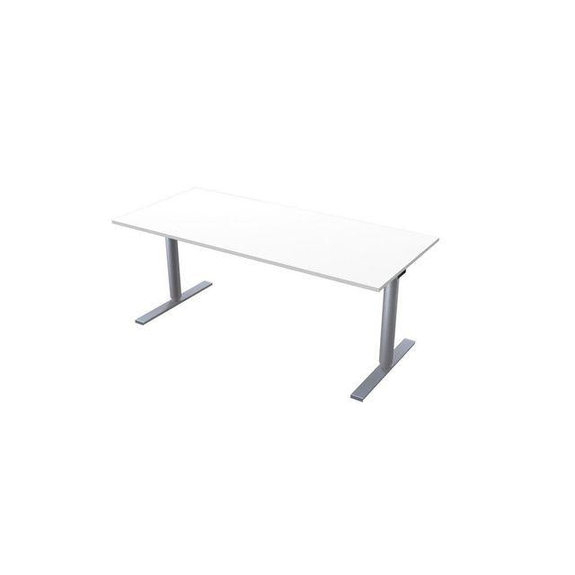 Electric table 180x80cm white laminate/grey