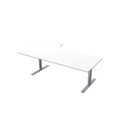 Table El right 200x120cm white laminate/grey