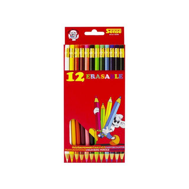 Coloured pencils SENSE eraser top 12 colours
