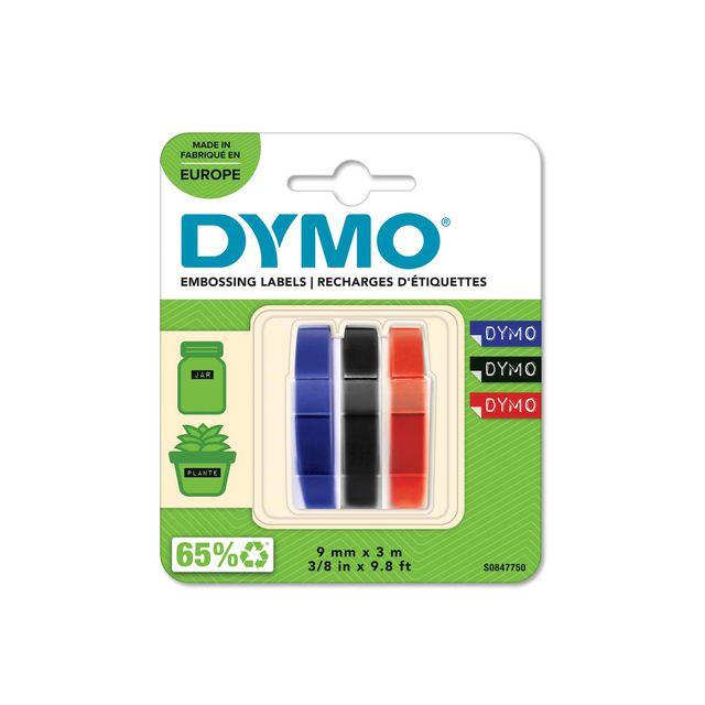 Embossing tape DYMO 9mmx3m r-b-s 3/fp