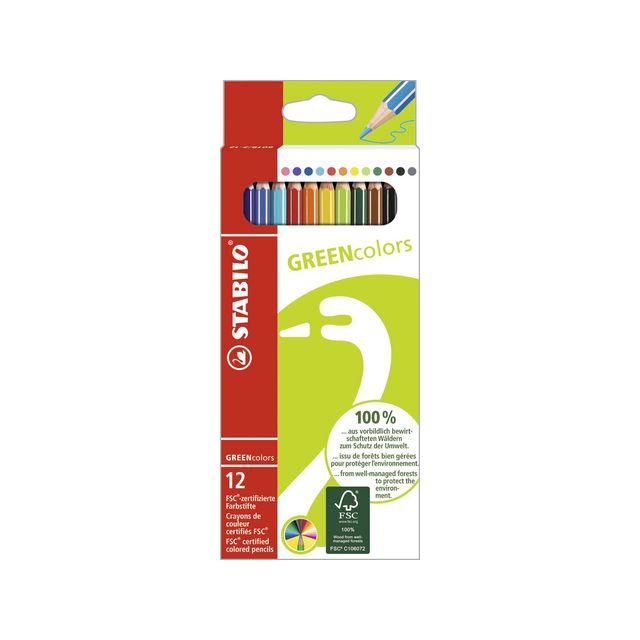Coloured pencil STABILO green colours 12/pack