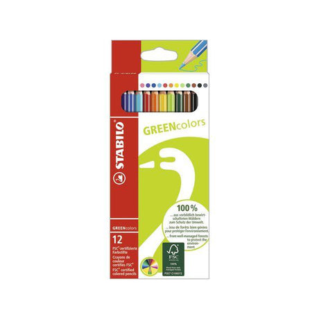 Coloured pencil STABILO green colours 12/pack
