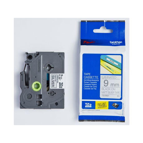 Tape BROTHER TZEM921 9mm black on silver