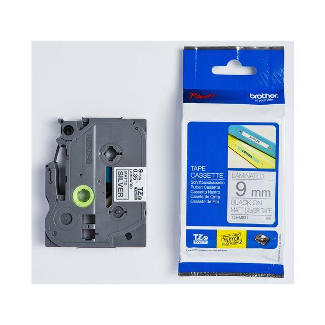 Tape BROTHER TZEM921 9mm black on silver