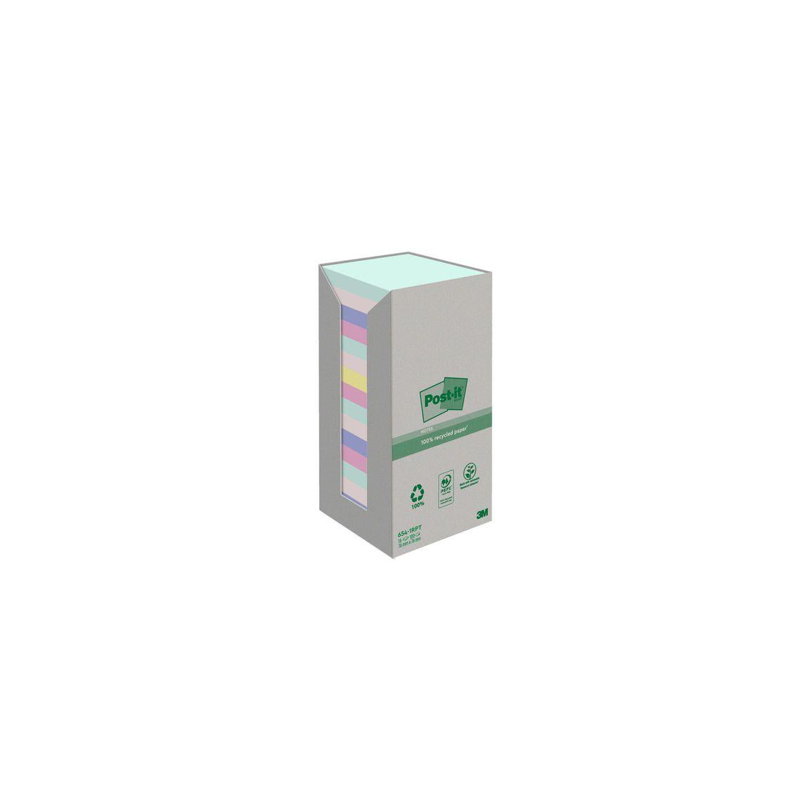 Notes POST-IT 100recy 76x76 black.f 16/pc