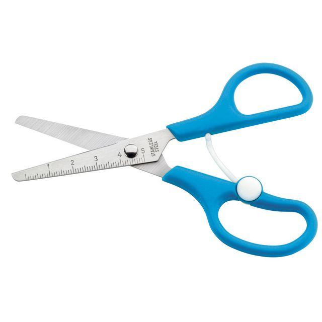 Spring-loaded scissors blue