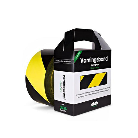 Warning tape yellow/black 75mmx500m