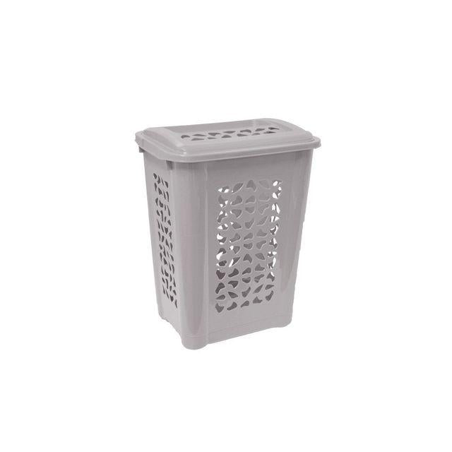 Laundry basket with lid grey 60L