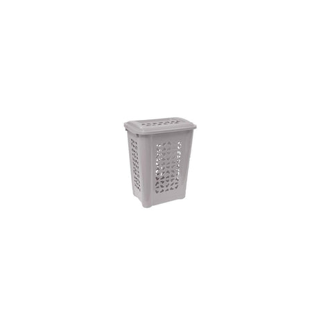 Laundry basket with lid grey 60L