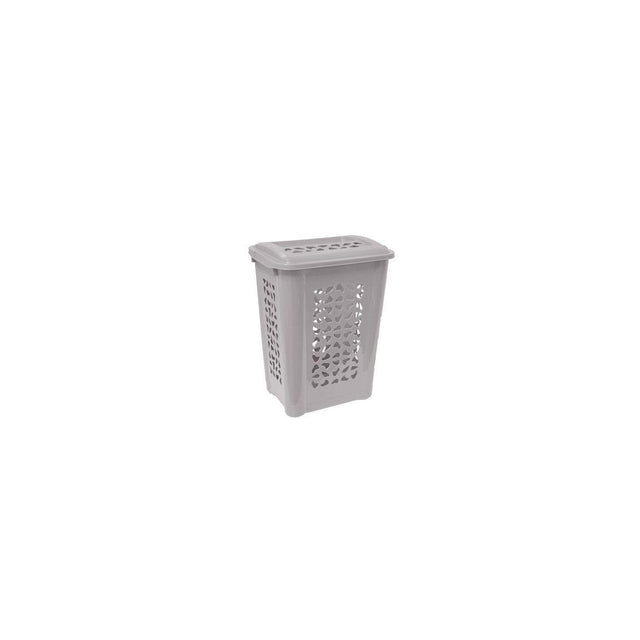 Laundry basket with lid grey 60L