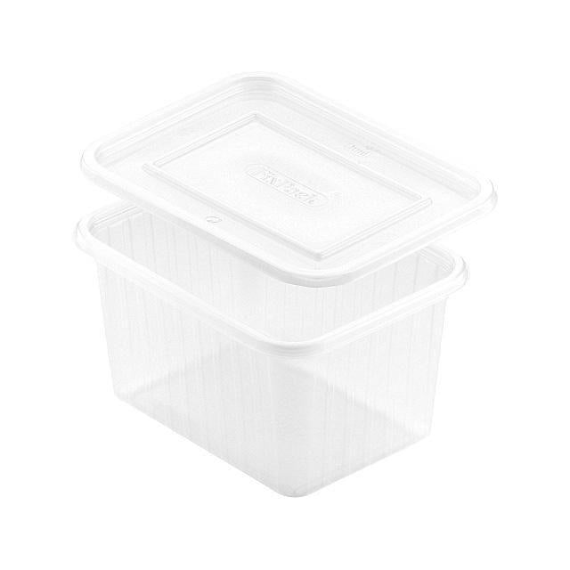 Plastic mould rectangular 750ml w. lid50/pc