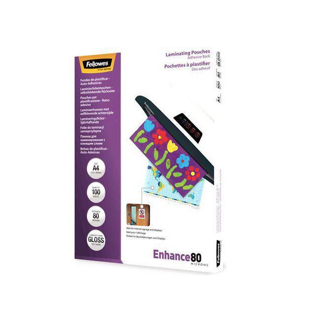 Laminate FELLOWES S-H A4 80mic clear 100/pack