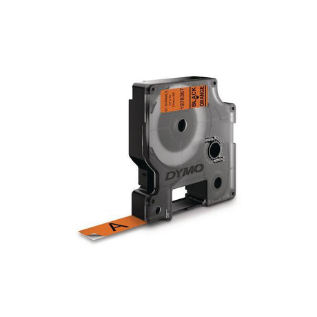 Tape DYMO Durable D1 12mm black on ora.