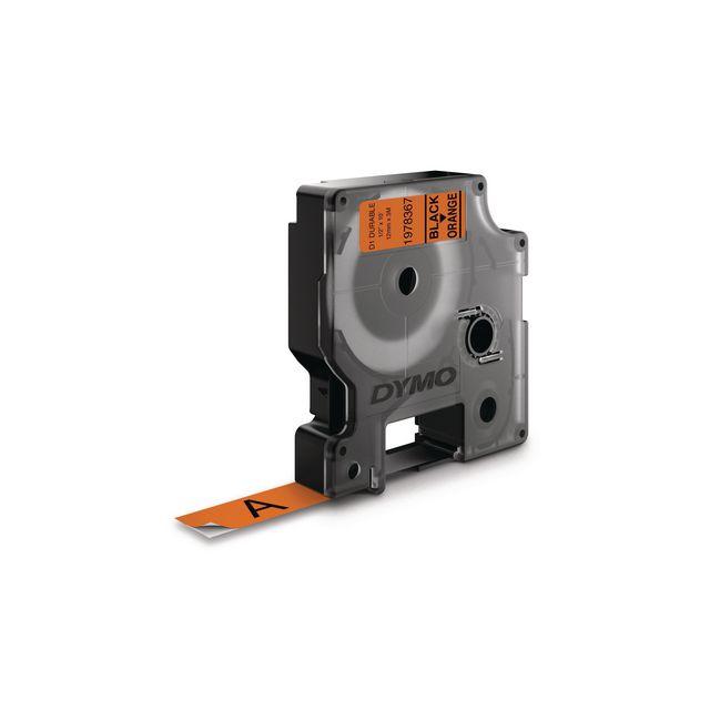 Tape DYMO Durable D1 12mm black on ora.