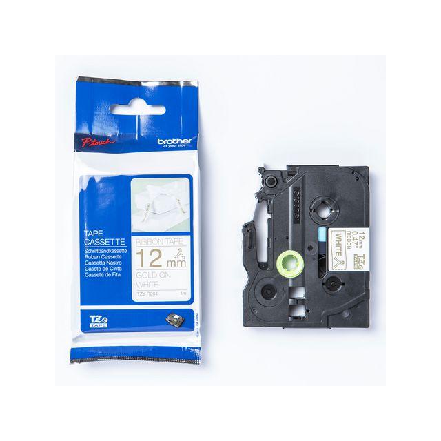 Tape BROTHER TZER234 12mm Gold on White