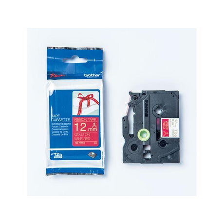 Tape BROTHER TZERW34 12mm Gold on Red