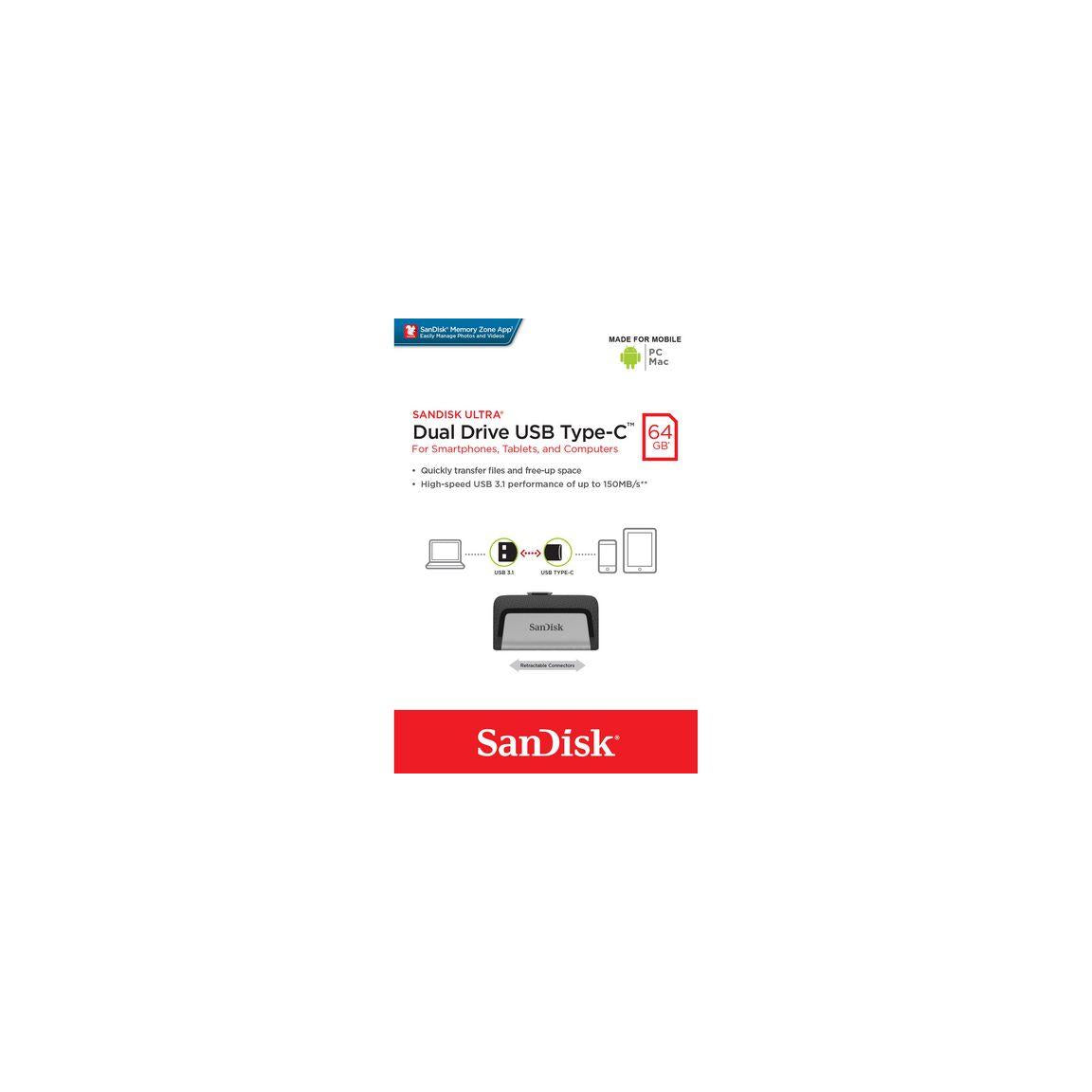 USB memory stick SANDISK Ultra Dual USB 64GB