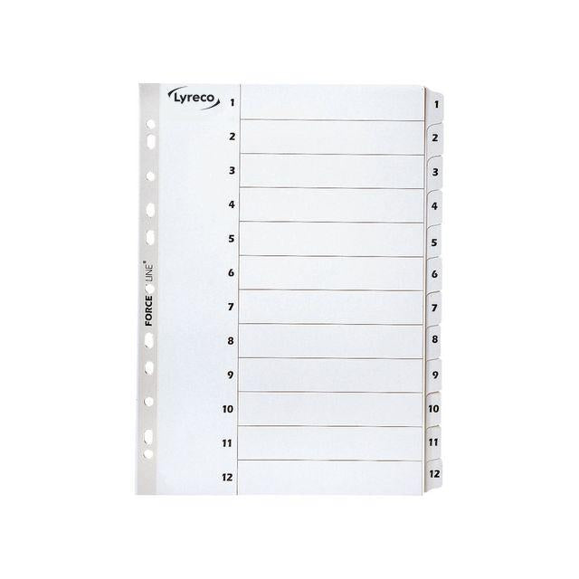Card index LYRECO A4 1-12 white