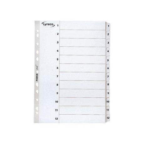Card index LYRECO A4 1-12 white