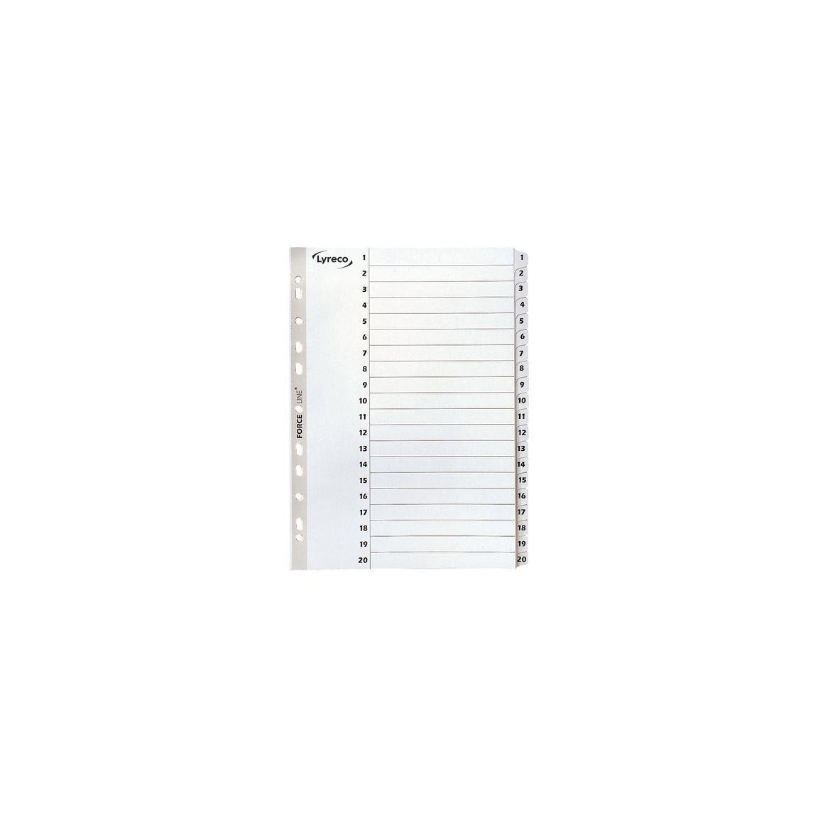 Card index LYRECO A4 1-20 white