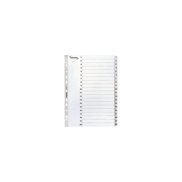 Card index LYRECO A4 1-20 white