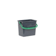 Bucket grey, green handle 6L