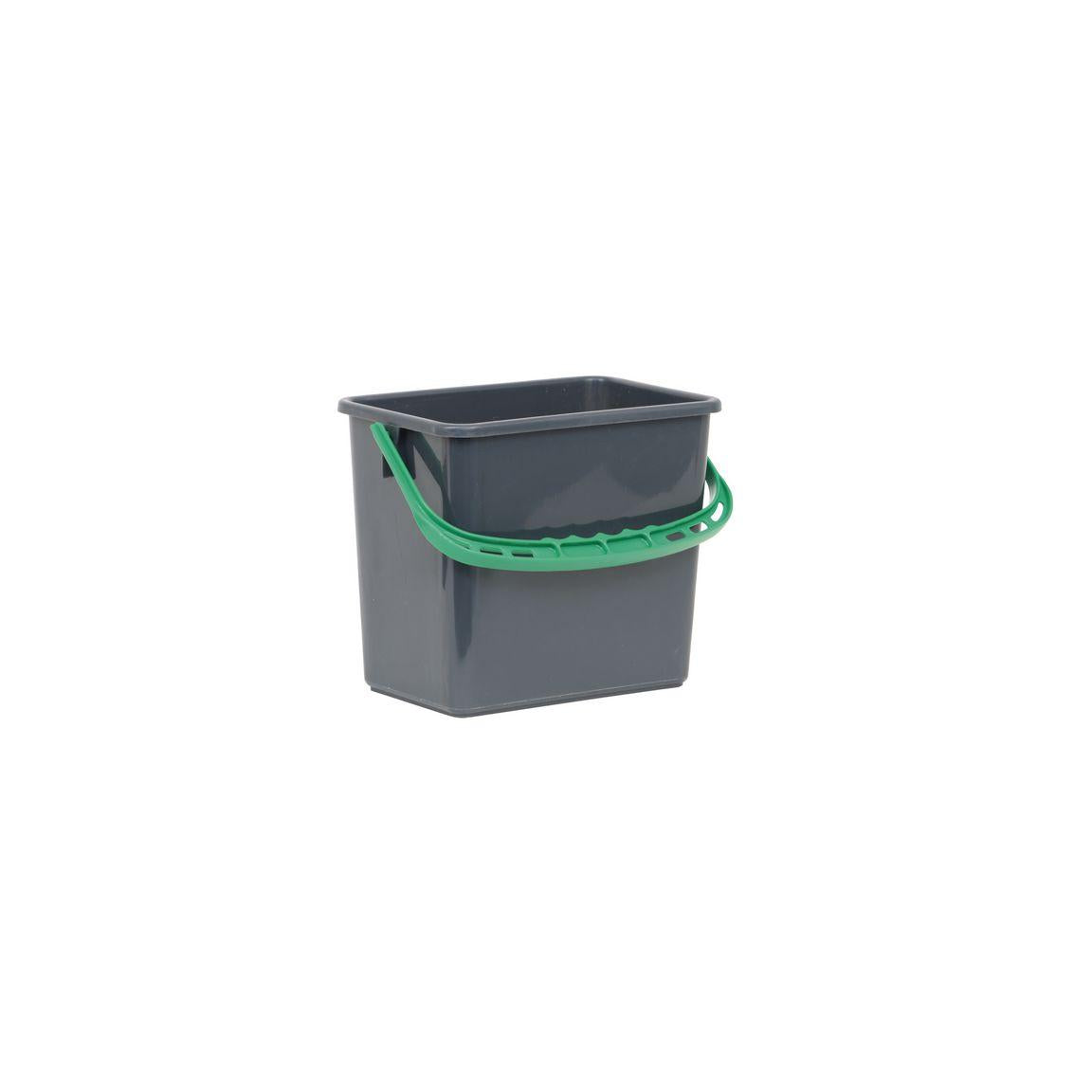 Bucket grey, green handle 6L
