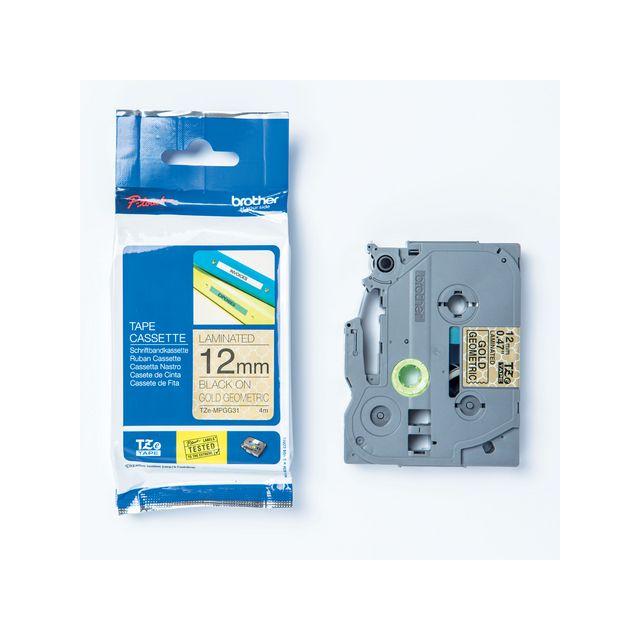 Tape BROTHER TZEMPGG31 12mm Black on Gu.