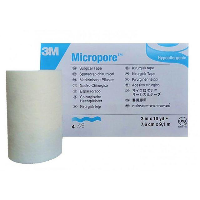 Micropore White w/holder 7,5cmx9,1m 4/pc