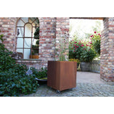 L-shaped pot with corten base 45x45x55cm