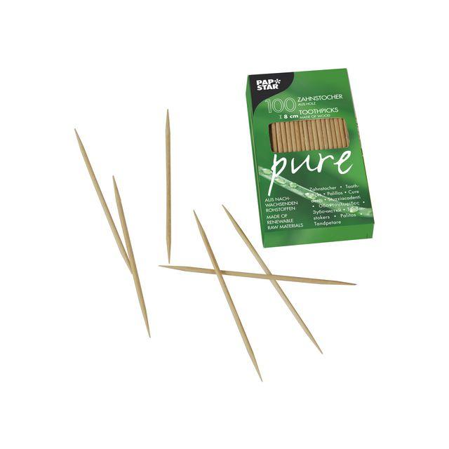 Toothpick PURE Wood round 8cm 100/pc