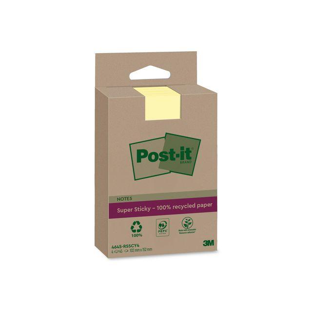 Notes POST-IT SS rec 102x152mm yellow 4/pc