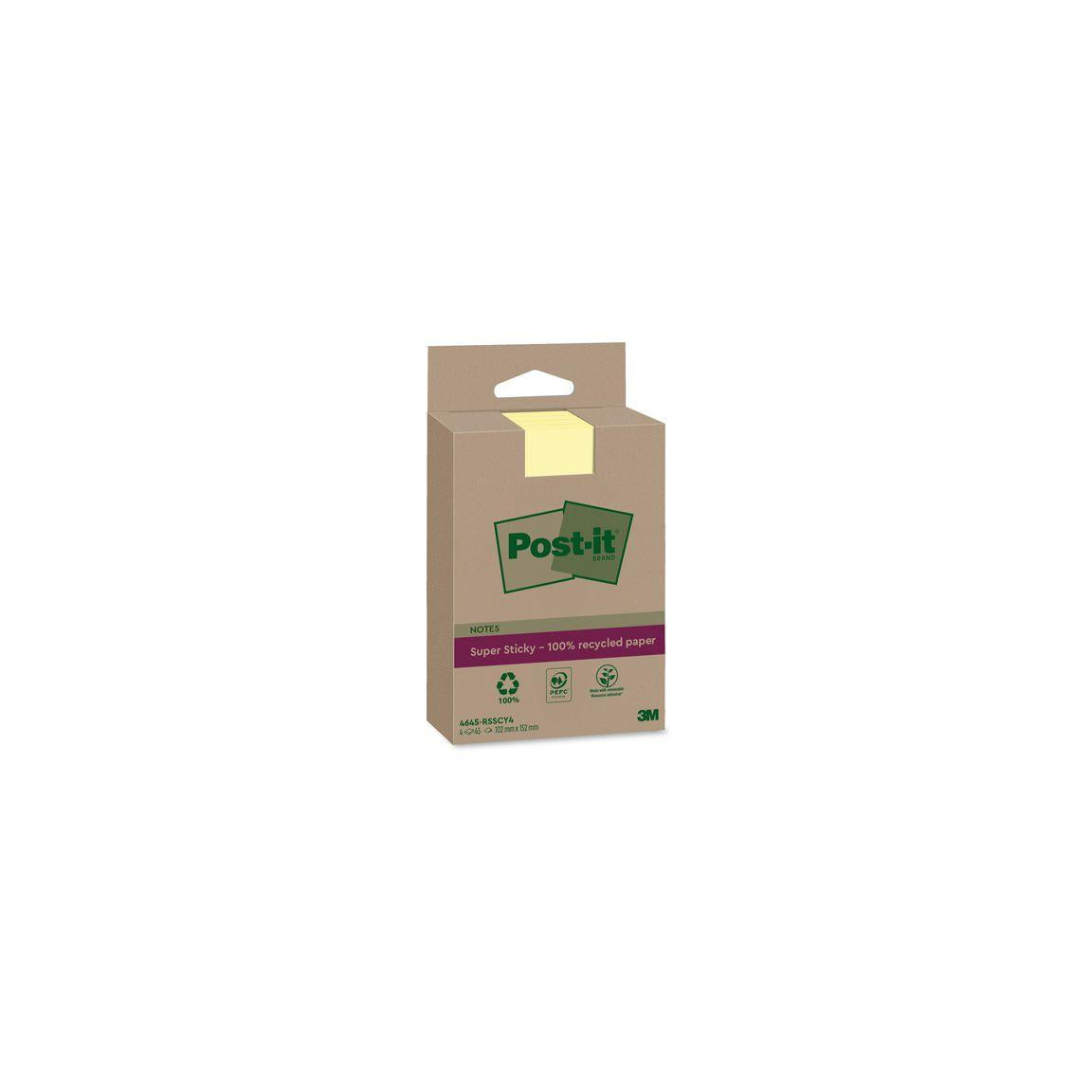 Notes POST-IT SS rec 102x152mm yellow 4/pc