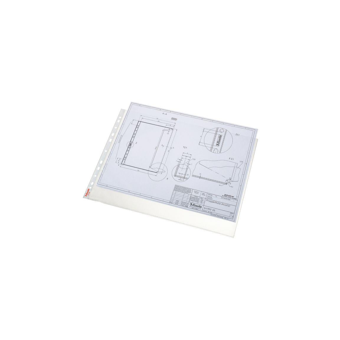 Plastic pocket ESSELTE A3L embossed 0,08mm50/pc