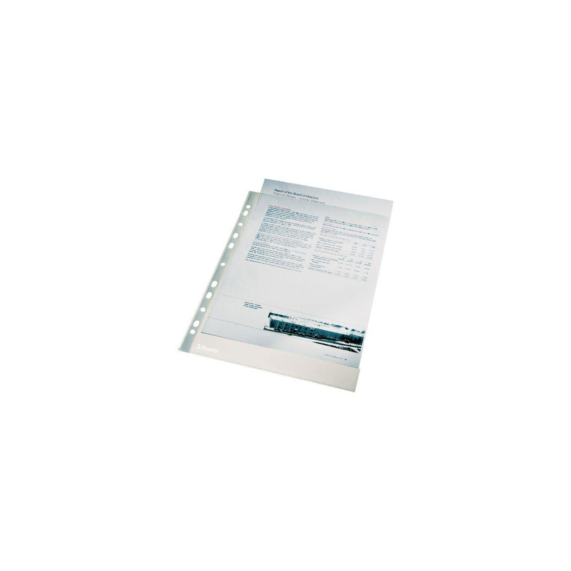Plastic pocket ESSELTE A4 clear 0,11mm 100/pc