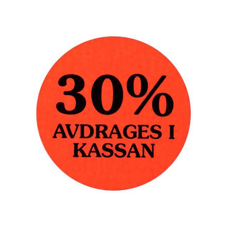 Label 30% deducted at the till 2000/RL