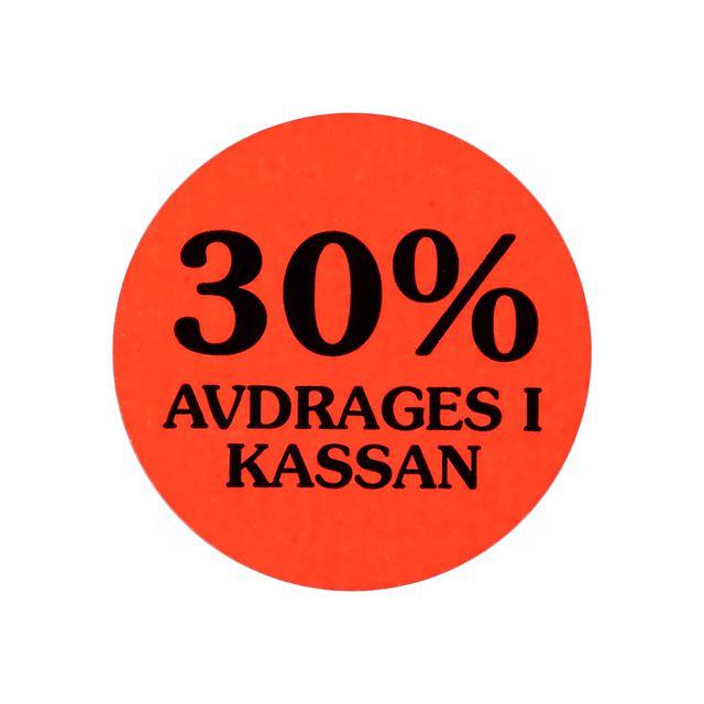 Label 30% deducted at the till 2000/RL