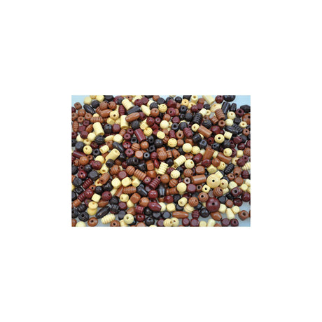 Wooden beads mix natural/brown 250gr ca 600pcs