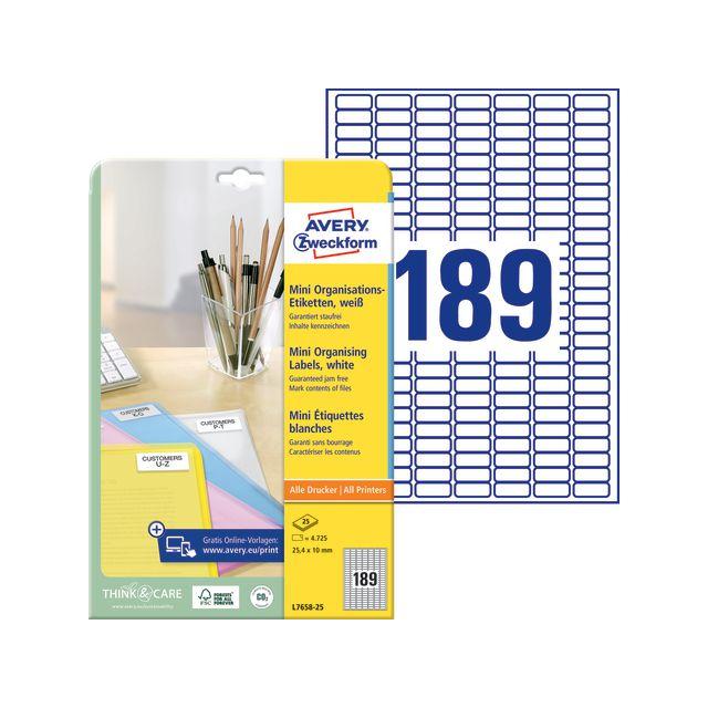 Label AVERY mini 25,4x10mm 4725/fp