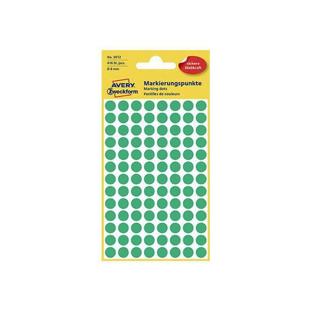 Colour coding dot AVERY Ø8mm green 416/pc