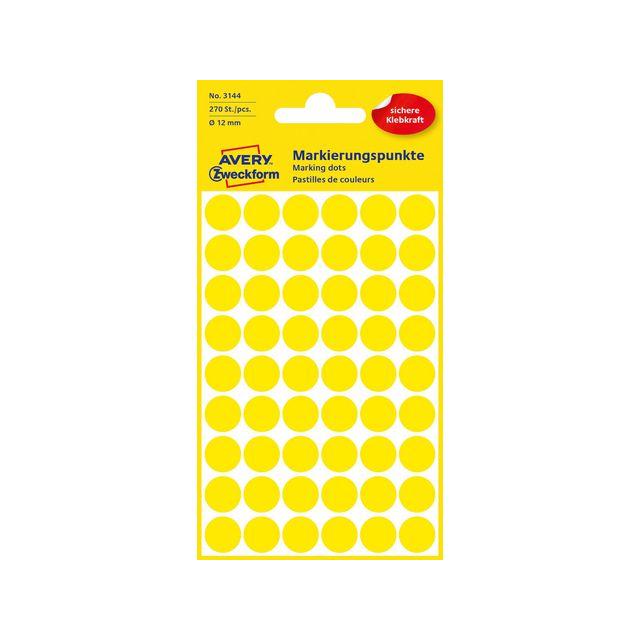 Colour coding dot AVERY Ø12mm yellow 270/pc