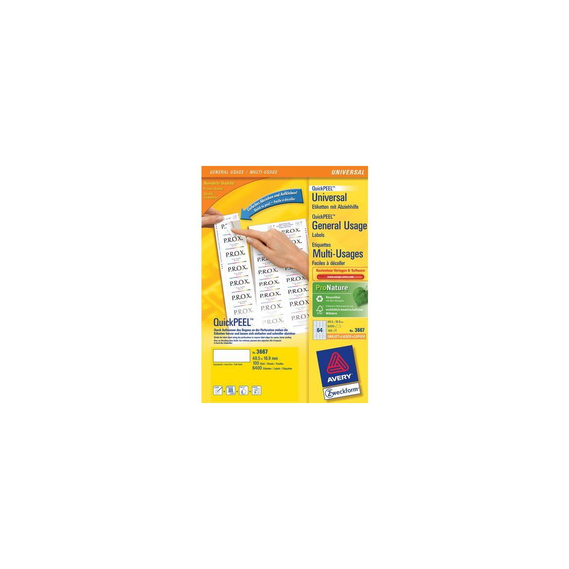 Label AVERY 48,5x16,9mm 6400/fp