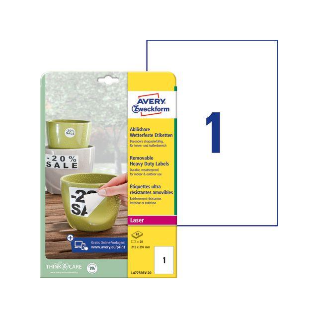 Label AVERY strong 210x297mm 20/pc