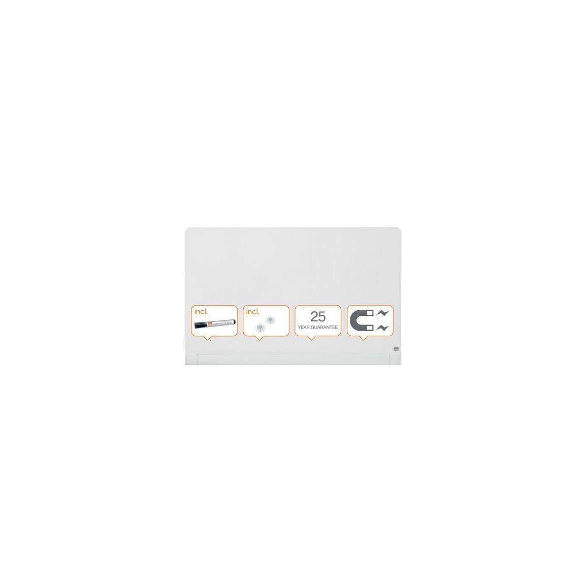 Glass board NOBO 57' white rounded corners