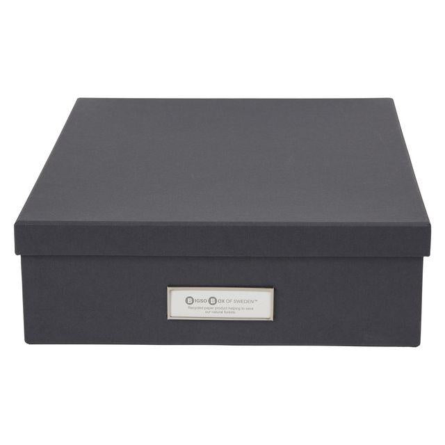 Storage box with lid cardboard A4 grey